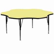 Flash Furniture XU-A60-FLR-YEL-T-P-GG 60" Flower Shaped Activity Table with Yellow Thermal Fused Laminate Top and Height Adjustable Preschool Legs
