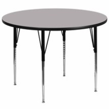 Flash Furniture XU-A60-RND-GY-T-A-GG 60'' Round Activity Table with Grey Thermal Fused Laminate Top and Standard Height Adjustable Legs