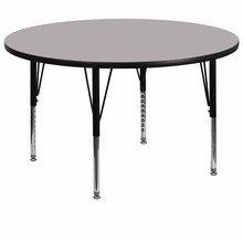 Flash Furniture XU-A60-RND-GY-T-P-GG 60" Round Activity Table with Gray Thermal Fused Laminate Top and Height Adjustable Preschool Legs