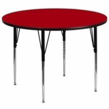 Flash Furniture XU-A60-RND-RED-T-A-GG 60&quot; Round Activity Table with Red Thermal Fused Laminate Top and Standard Height Adjustable Legs