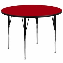 Flash Furniture XU-A60-RND-RED-T-A-GG 60" Round Activity Table with Red Thermal Fused Laminate Top and Standard Height Adjustable Legs