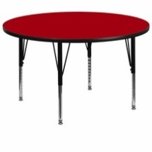Flash Furniture XU-A60-RND-RED-T-P-GG 60&quot; Round Activity Table with Red Thermal Fused Laminate Top and Height Adjustable Preschool Legs