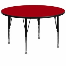 Flash Furniture XU-A60-RND-RED-T-P-GG 60" Round Activity Table with Red Thermal Fused Laminate Top and Height Adjustable Preschool Legs