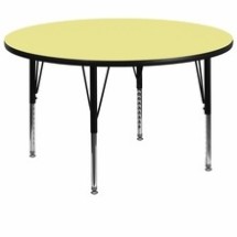 Flash Furniture XU-A60-RND-YEL-T-P-GG 60&quot; Round Activity Table with Yellow Thermal Fused Laminate Top and Height Adjustable Preschool Legs