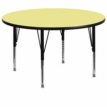 Flash Furniture XU-A60-RND-YEL-T-P-GG 60" Round Activity Table with Yellow Thermal Fused Laminate Top and Height Adjustable Preschool Legs