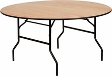 Flash Furniture YT-WRFT60-TBL-GG 60" Round Wood Folding Banquet Table with Clear Coated Finished Top