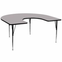 Flash Furniture XU-A6066-HRSE-GY-T-A-GG 60&quot;W x 66&quot;L Horseshoe Activity Table with Gray Thermal Fused Laminate Top and Standard Height Adjustable Legs