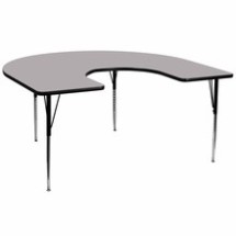Flash Furniture XU-A6066-HRSE-GY-T-A-GG 60"W x 66"L Horseshoe Activity Table with Gray Laminate Top and Height Adjustable Legs