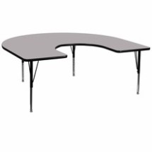 Flash Furniture XU-A6066-HRSE-GY-T-P-GG 60&quot;W x 66&quot;L Horseshoe Activity Table with Gray Thermal Fused Laminate Top and Height Adjustable Preschool Legs