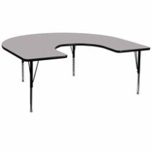 Flash Furniture XU-A6066-HRSE-GY-T-P-GG 60"W x 66"L Horseshoe Activity Table with Gray Laminate Top, Height Adjustable Preschool Legs