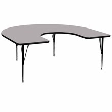 Flash Furniture XU-A6066-HRSE-GY-T-P-GG 60"W x 66"L Horseshoe Activity Table with Gray Thermal Fused Laminate Top and Height Adjustable Preschool Legs