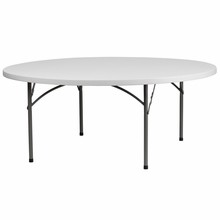 Flash Furniture RB-72R-GG 72" Round Granite White Plastic Folding Table
