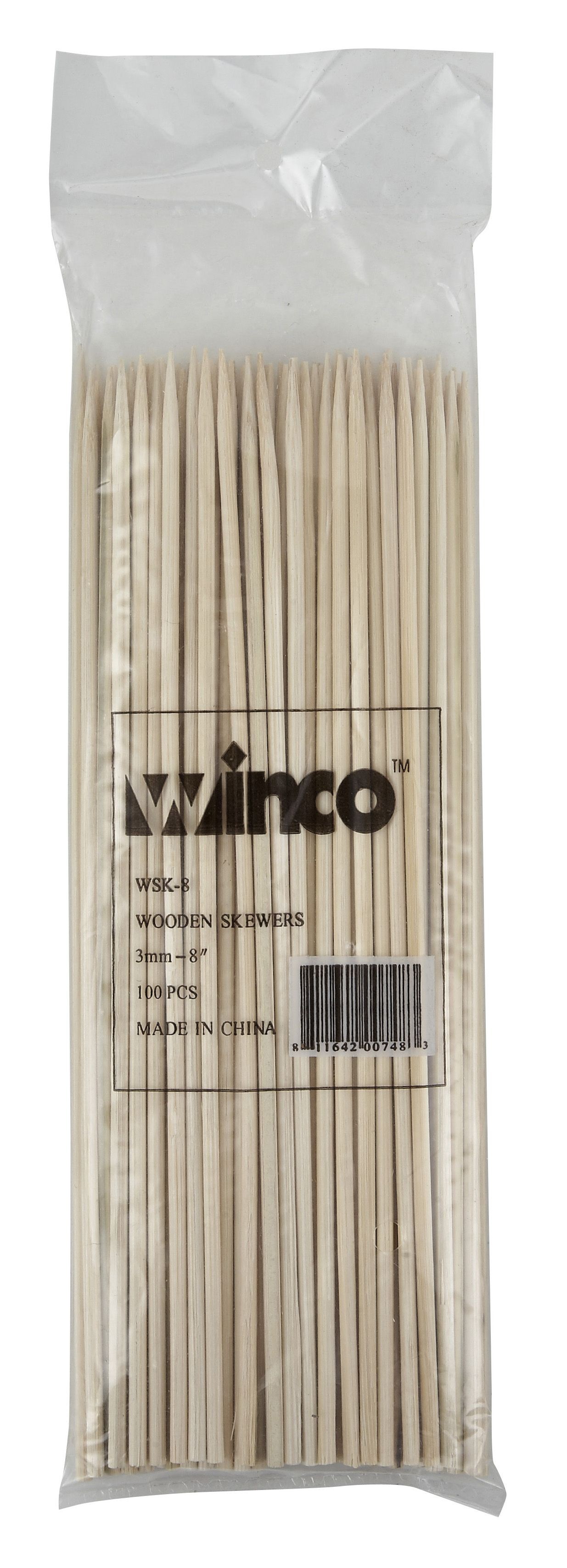 Winco WSK-08 Bamboo Skewers 8"