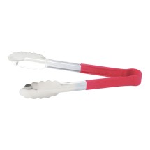 Winco UTPH-9R Non-Slip Heat Resistant Utility Tong, Red Polypropylene Handle 9&quot;