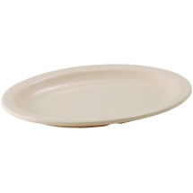 Winco MMPO-96 Tan Melamine 9 3/4&quot; x 6 3/4&quot; Oval Platter with Narrow Rim