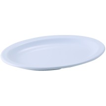 Winco MMPO-96W White Melamine 9 3/4&quot; x 6 3/4&quot; Oval Platter with Narrow Rim