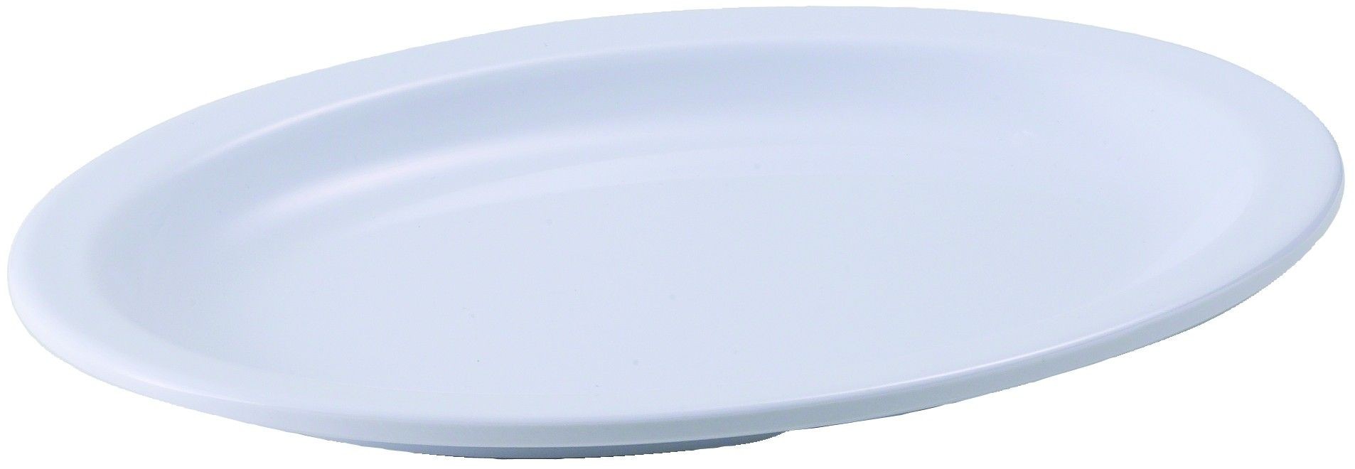 Winco MMPO-96W White Melamine 9 3/4" x 6 3/4" Oval Platter with Narrow Rim