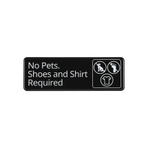 CAC China SCE3-NP13 Compliance Sign English &quot;No Pets. Shoes and Shirt Required&quot; 9&quot; x3&quot; H