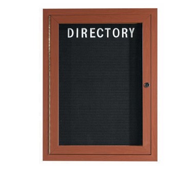 Aarco Products OADCO2418L 1-Door Outdoor Enclosed Aluminum Directory Letter Board with  Oak Finish, 18"W x 24"H