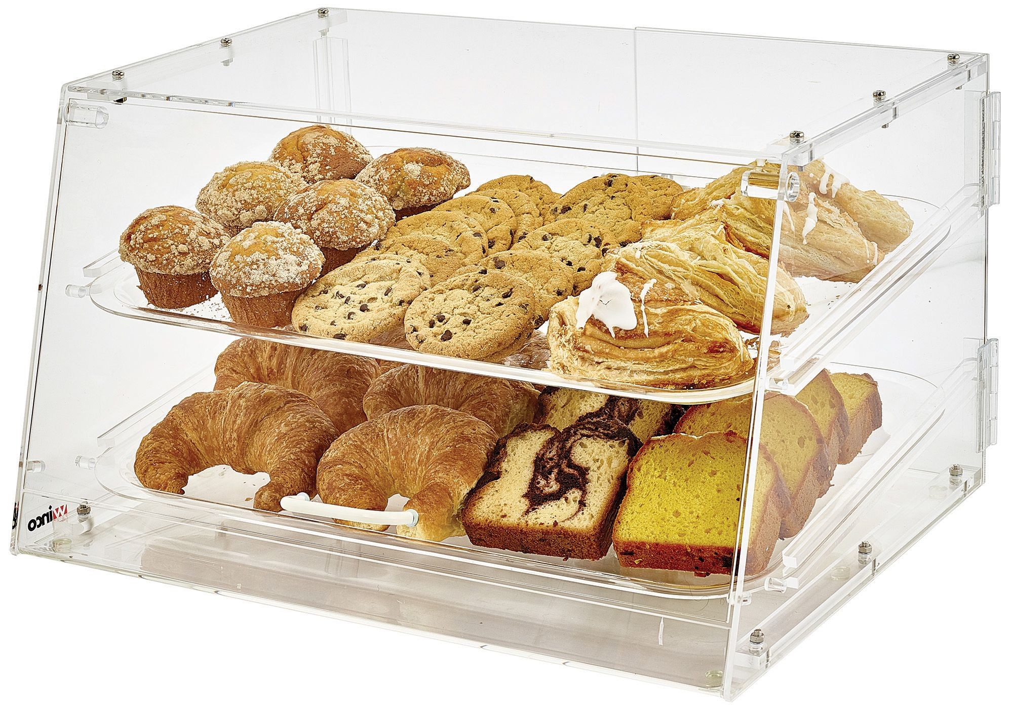 Winco ADC-2 Acrylic Countertop Pastry Cabinet with 2 Trays