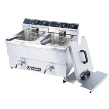 Adcraft DF-12L/2 Double Tank Countertop Electric Deep Fryer with Faucet