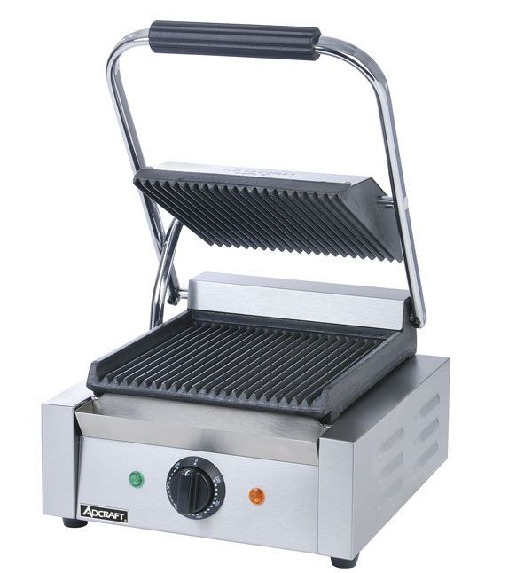 Adcraft SG-811 Countertop Sandwich Grill with Grooved Plates