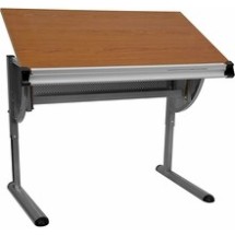 Flash Furniture NAN-JN-2433-GG Adjustable Drawing and Drafting Table with Pewter Frame