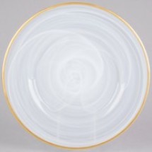 Jay Companies 1470353 Alabaster Gold Rim Glass 13&quot; Charger Plate