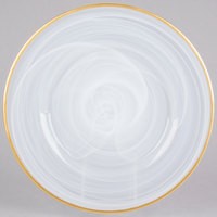 Jay Companies 1470353 Alabaster Gold Rim Glass 13" Charger Plate