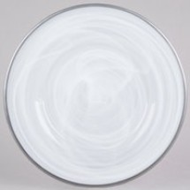 Jay Companies 1470354 Alabaster Silver Rim Glass 13&quot; Charger Plate