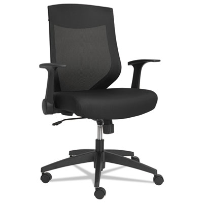 Alera EB-K Series Synchro Mid-Back Adjustable Arms Black Mesh Office Chair with Black Base
