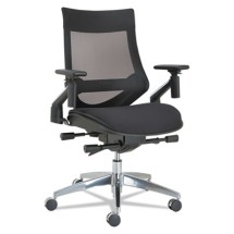 Alera EB-W Series Black Mesh Multifunction Office Chair with Aluminum Base