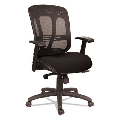 Alera Eon Series Black Mid-Back Multifunction Mesh Office Chair with Adjustable Arms