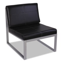 Alera Ispara Series Black/Silver Leather Armless Chair Cube