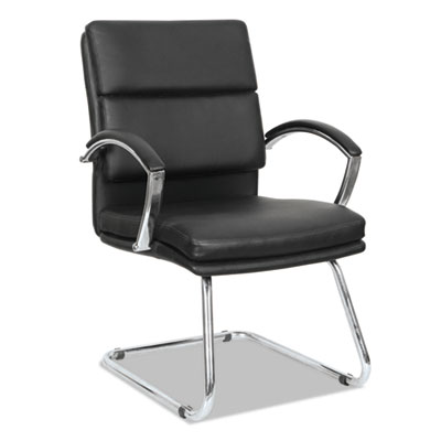Alera Neratoli Black Leather Slim Profile Guest Chair
