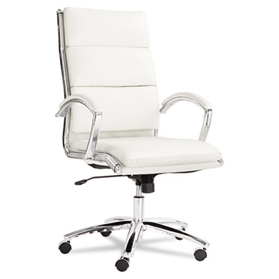 Alera Neratoli High-Back White Faux Leather Swivel / Tilt Office Chair