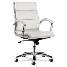 Alera Neratoli Mid-Back White Faux Leather Slim Profile Chair