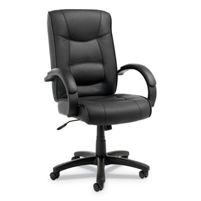 Alera Strada Series High-Back Black Top-Grain Leather Executive Swivel / Tilt Office Chair