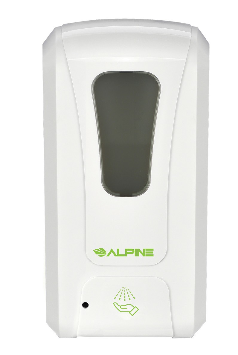 Alpine 430-S Automatic Hands-Free Liquid Hand Sanitizer/Soap Dispenser, White, 1200 ml