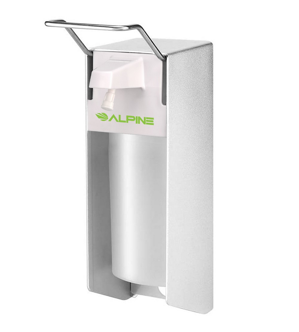 Alpine 4322 Wall-Mounted Elbow Press Liquid/Gel Hand Sanitizer/Soap Dispenser, 1000 ml, 2/Pack