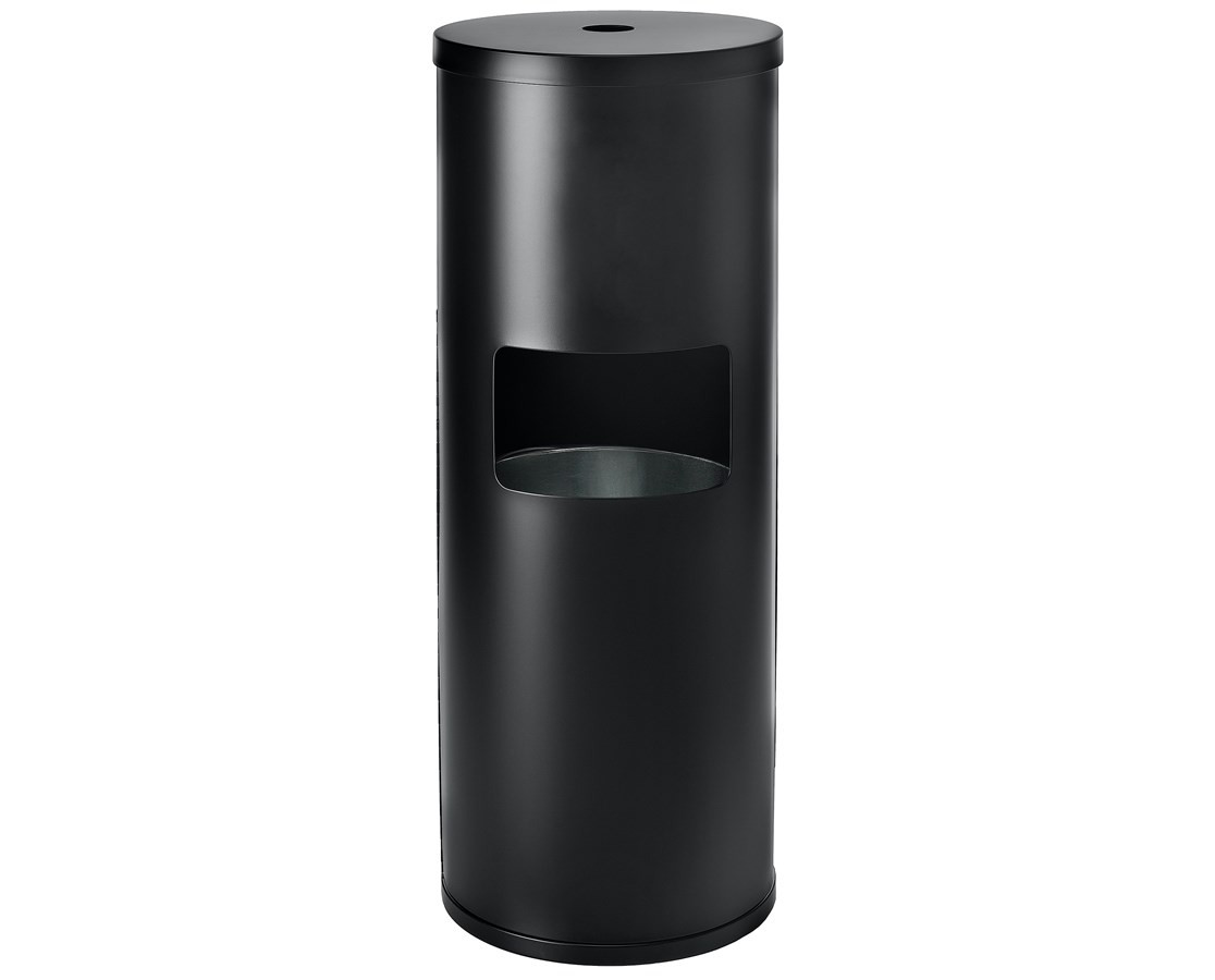 Alpine 4777-BLK Floor Stand Gym Wipe Dispenser with High Capacity Built-in Trash Can, Black