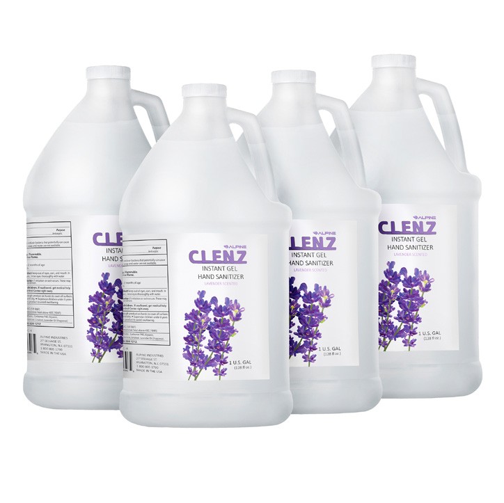 Alpine ALPC-4 CLENZ Instant Liquid Hand Sanitizer, Lavender Scent, 1 Gallon 4/Carton