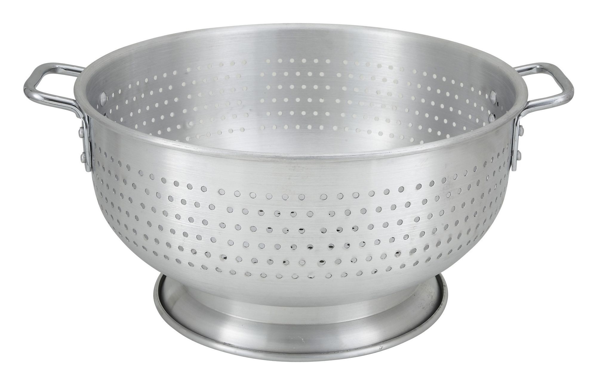 Winco ALO-16BH Aluminum Colander with Base and Handles 16 Qt.