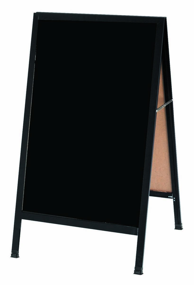 Aarco Products BA-1B Black Aluminum A-Frame Black Composition Sidewalk Chalkboard 18"W x 42"H