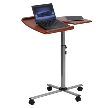Flash Furniture NAN-JN-2762-GG Angle and Height Adjustable Mobile Laptop Computer Table with Cherry Top