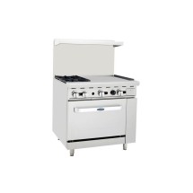 Atosa AGR-2B24GR 36" Gas Range, (2) Open Burners with 24" Right Griddle, (1) 26-1/2" Oven