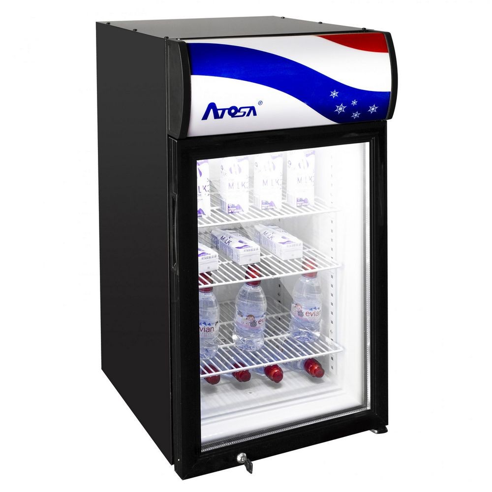 Atosa CTD-3S Countertop Glass Door Refrigerated Merchandiser with Display Panel 18"