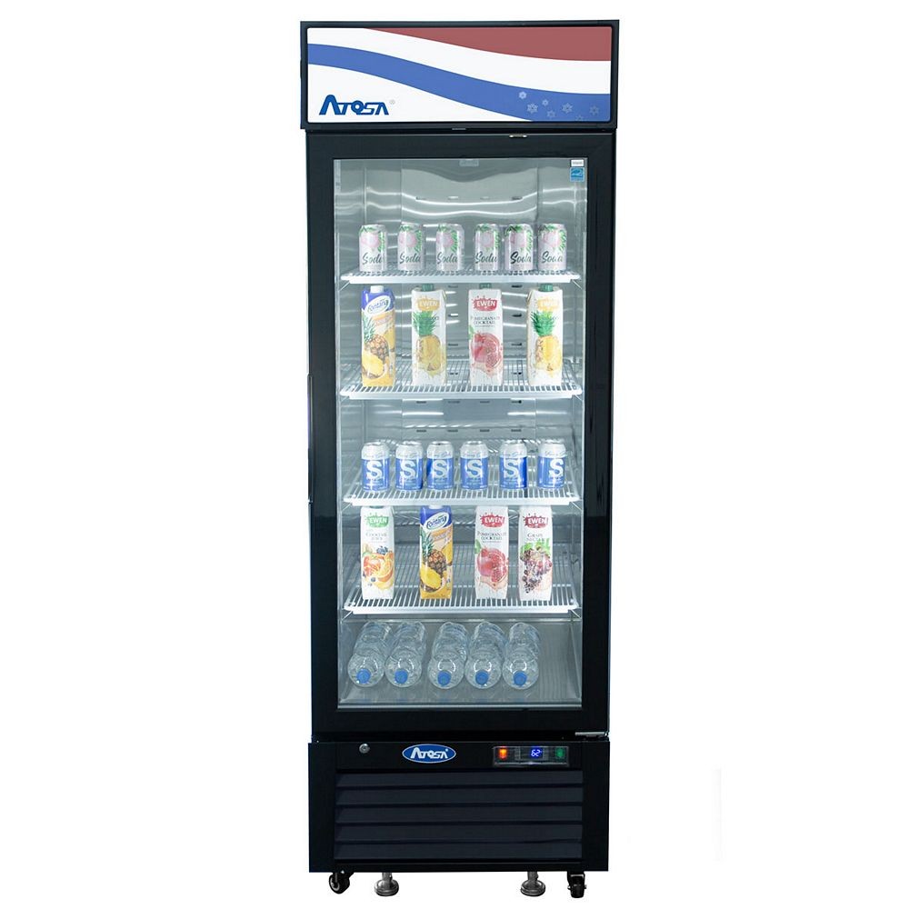 Atosa MCF8722GR Black Glass Door Merchandiser Refrigerator 81"