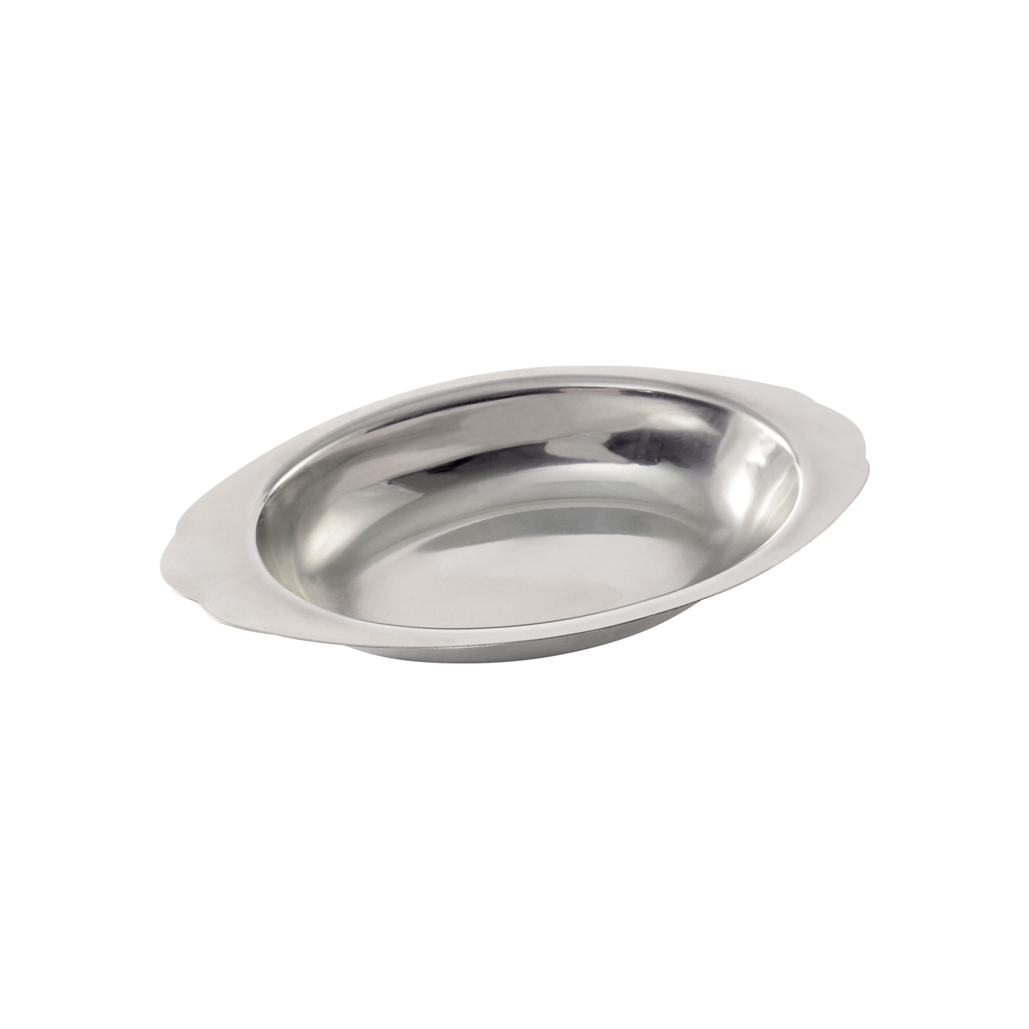 CAC China AUDS-15 Stainless Steel Oval Au Gratin Dish 15 oz.