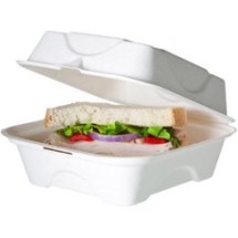 Eco-Products Compostable Sugarcane Clamshell Containers, 6&quot; x 6&quot; x 3&quot;, 500/Carton